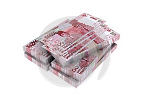 3D Stack of Indonesian rupiah money