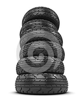 3d Stack of rubber tyres