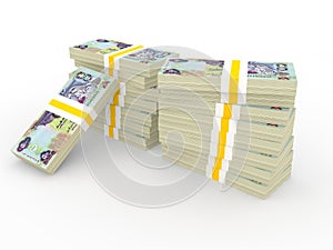 3d stack of UAE 500 dirhams currency