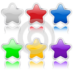 3d star icons metal contour