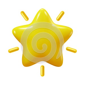 3D star with shining rays icon