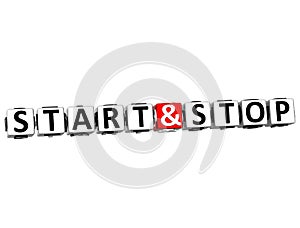 3D Start And Stop Button Click Here Block Text