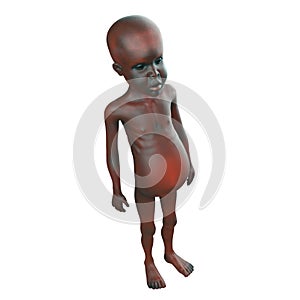 3d Starving African child