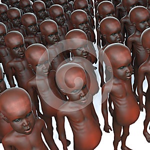 3d Starving African children