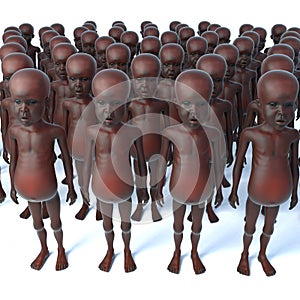 3d Starving African children tragedy