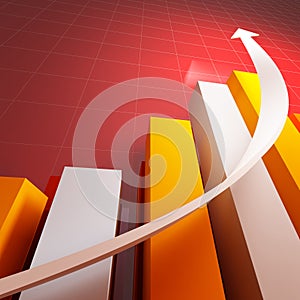 3d stat with growing arrow