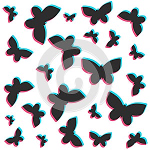 3D stereo flat style butterflies pattern