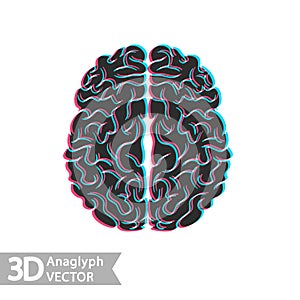 3D stereo illustration of brain