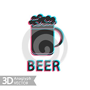3D stereo mug of beer, vector