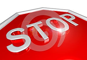 3D stop sign closeup