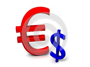 3D strong euro against weak dollar