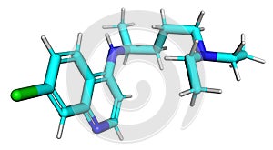 3D structure of Chloroquine, a substance active against the COVID-19 coronavirus and malaria