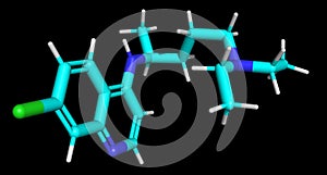 3D structure of Chloroquine, a substance active against the COVID-19 coronavirus and malaria