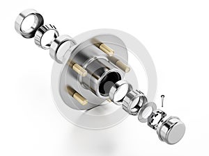 3D structure of a wheel bearing. 3D illustration