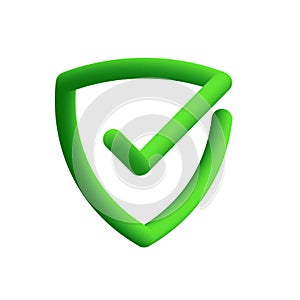 3d style approved shield logo for safe and secure data access