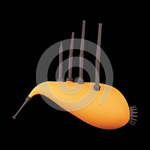 3D Style Bagpipes Orange Icon Over Black