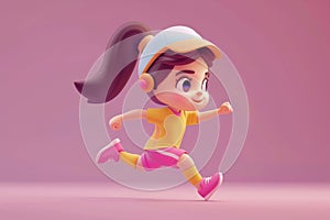3D style cartoon character of a person running. Sport and fitness