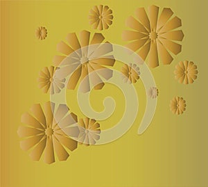 3D style flowers for background, wallpaper. Illustration Vector Pattern. Golden Floral Design.
