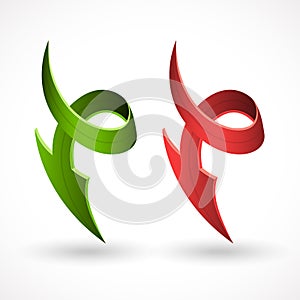 3d style vector arrow, abstract signs
