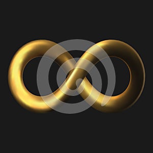 3d styled golden infinity symbol. vector illustration