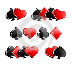 3d Suit of playing cards. Casino games, cards, web banner.