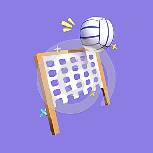 3D summer beach volley ball icon rendered isolated on the purple background