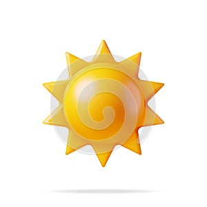 3D Sun Emoji Icon Isolated on White