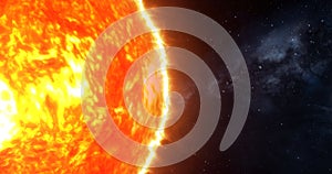 3d sun isolate on black .4k closeup sun view from space. waving lava upon the sun surface. 3d rendered sun over 4k resolution.