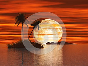 3D Sunset island