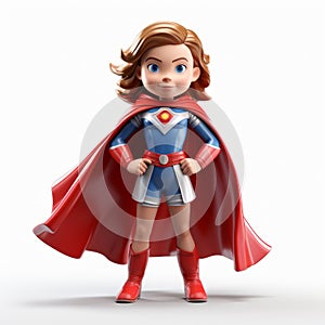 3d Super Girl Mascot Character For Kids - Realistic Hyper-detailed Rendering