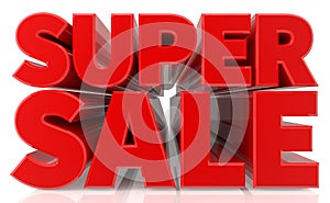 3D SUPER SALE word on white background 3d rendering