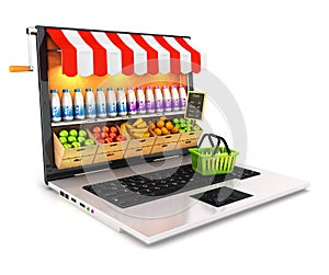 3d supermarket laptop