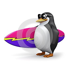 3d Surfer penguin