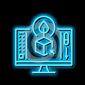 3d in sustainable design neon glow icon illustration