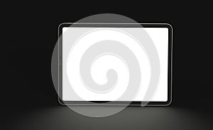 3d of a Tablet with a blank screen with copy space on a black background