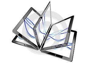 3d tablet pc, concept of ebook