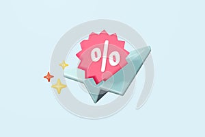 3d tag price with paper plane for online shopping, discount coupon of cash for future. sales with excellent offer for shopping,