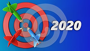 3d target circles with 2020 year sign