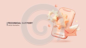 3D Technical Support Concept. Vector illustration