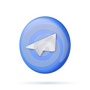 3d Telegram app icon symbols.