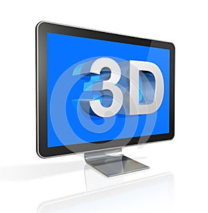 3D television screen with 3D text
