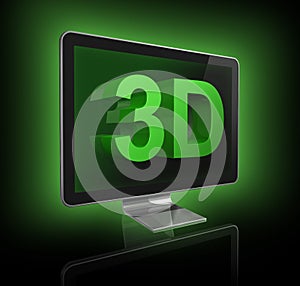 3D television screen with 3D text