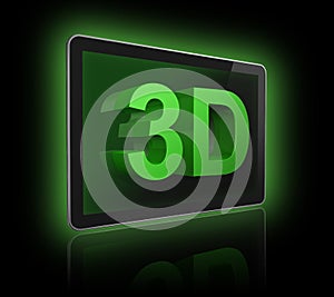 3D television screen with 3D text