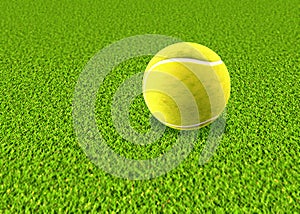 3D Tennis ball on grass