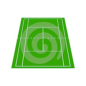 3D tennis court top view. 3D badminton field top view. Graphic square for tennis court. Icon of wimbledon competition. White lines