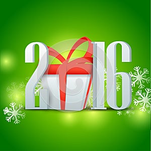 3D text with gift for Happy New Year celebration.