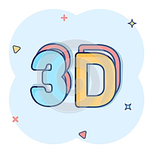 3d text icon in comic style. Word cartoon vector illustration on white isolated background. Stereoscopic technology splash effect