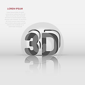 3d text icon in flat style. Word vector illustration on white isolated background. Stereoscopic technology business concept