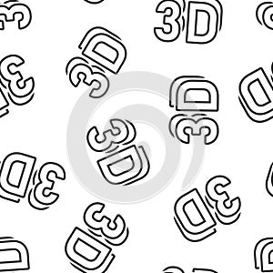 3d text icon in flat style. Word vector illustration on white isolated background. Stereoscopic technology seamless pattern