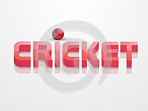 3D text with red ball for cricket concept.